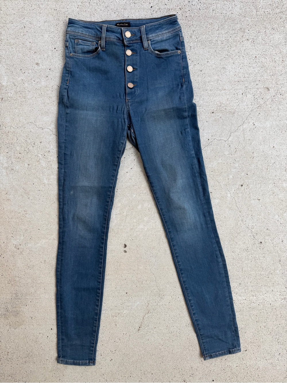 Massimo Dutti High Rise Skinny Jeans Button Fly Blue Denim 26x30 USA 2